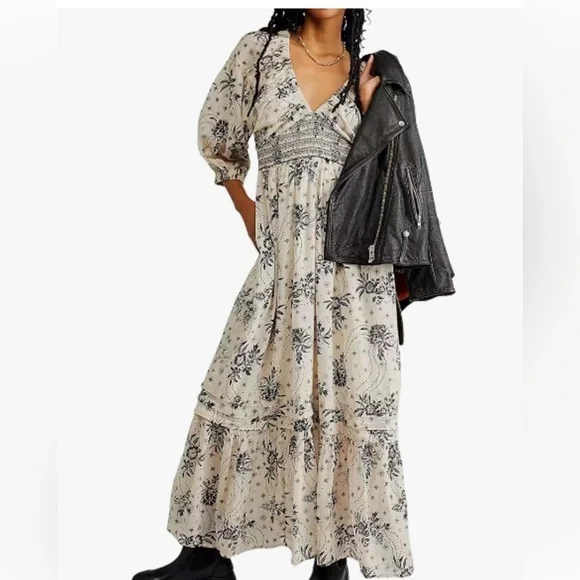 fitted lace wedding dress Free People Golden Hour Maxi Egyptian Palm Combo MD (Women's 8-10) at  Amazon Women's Clothing store